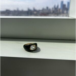 Emerald Green + Gold Ring With Rhinestone!